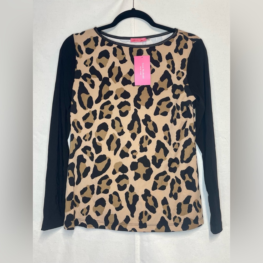 NWT Isaac Mizrahi Leopard and Black Shirt. Size‎ Small.